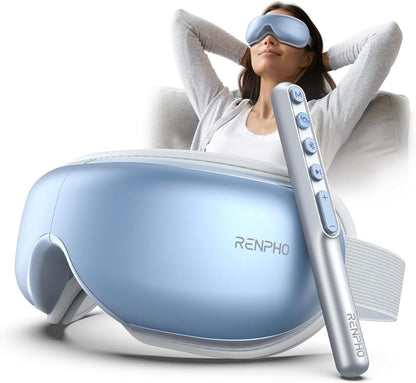RENPHO Eyeris 1 Eye Massager with Heat, Sleep Mask with Remote Control | Vibration & Compression for Eye Strain and Head Tension, Bluetooth Music, FSA Eligible HSA, Black