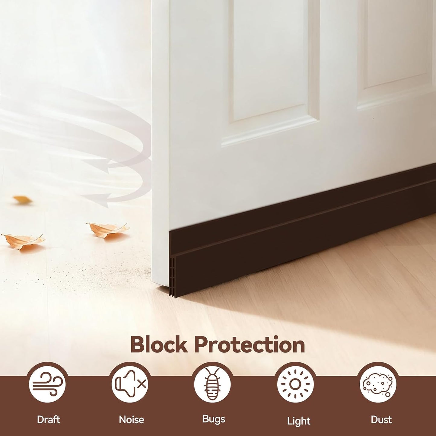 Ohuhu Door Draft Stopper, 1" Wide Adhesive Weather Stripping Seal, 39" | self-adhesive silicone, for interior exterior doors, 3-layer soundproof, save energy, blocks drafts, noise, light, dust, bugs