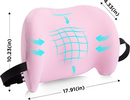 Lumbar Support Pillow for Office Chair, Memory Foam Car Back Cushion | Lumbar Pillow Lower Back with 4d Mesh Cover Adjustable Straps, Ergonomic Chair Back Pillow for Office, Car, Gaming Chairs