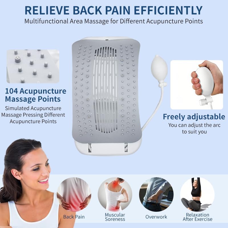 Adjustable Back Stretcher with 4 Level Airbag - Lumbar Support Board & Back Cracker for Spine Relief