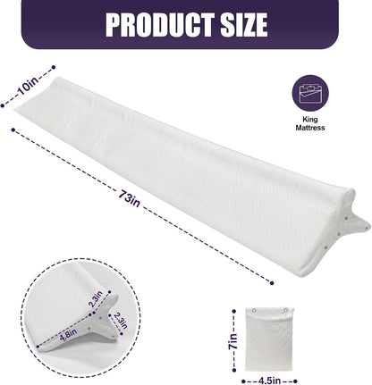 JZHLLA Triangle Bed Gap Filler Queen High Density Foam Headboard Gap Filler Pillow with 2 PCS Pockets and Removable Washable Cover, Prevent Items from Falling