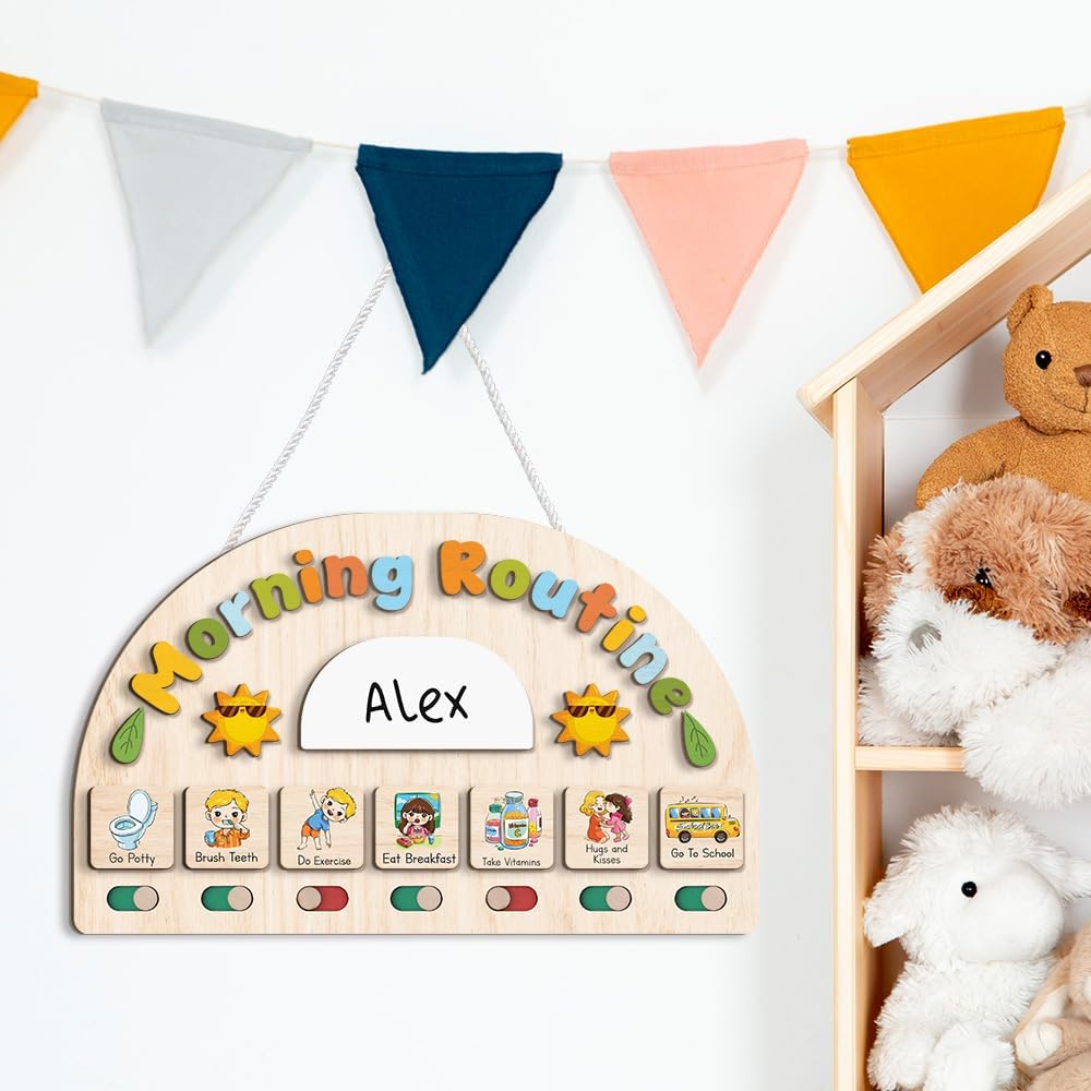 Morning Routine Chart for Toddler, Daily Routine Chart for Kids Age 2-6, Morning Schedule for Boy Girls, Visual Schedule, Chore Chart for Kids