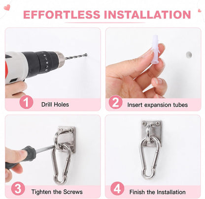 Stainless Steel Dog Leash Holder for Wall with Clip, Screw Heavy Duty | Practical Lead Management Tie Out Mounted Wall for Small Medium Large Dogs Indoor & Outdoor