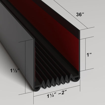 2 Pack Door Draft Stopper, 36” Length Cuttable Weather Stripping Door Seal, Strong Adhesive Door Sweep for Exterior and Interior Doors (2, Black)