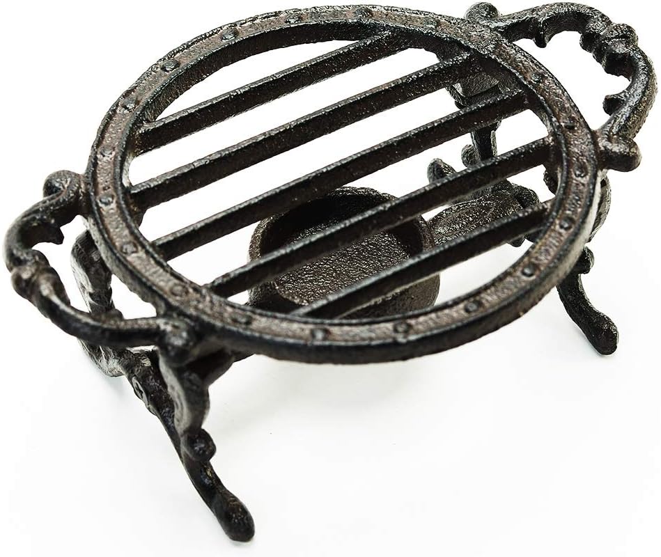 Sungmor Cast Iron Teapot Warmer - Rustic Design with Tealight Holder | Heavy Duty & Decorative Candle Holder Stands for Heat Food Coffee Milk or Tea