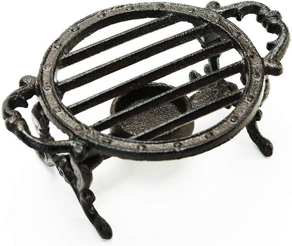 Sungmor Cast Iron Teapot Warmer - Rustic Design with Tealight Holder | Heavy Duty & Decorative Candle Holder Stands for Heat Food Coffee Milk or Tea