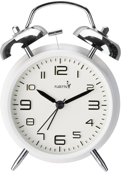 FLOITTUY Loud Alarm for Deep Sleepers 4'' Twin Bell Alarm Clock with Backlight for Bedroom and Home Decoration(Green)