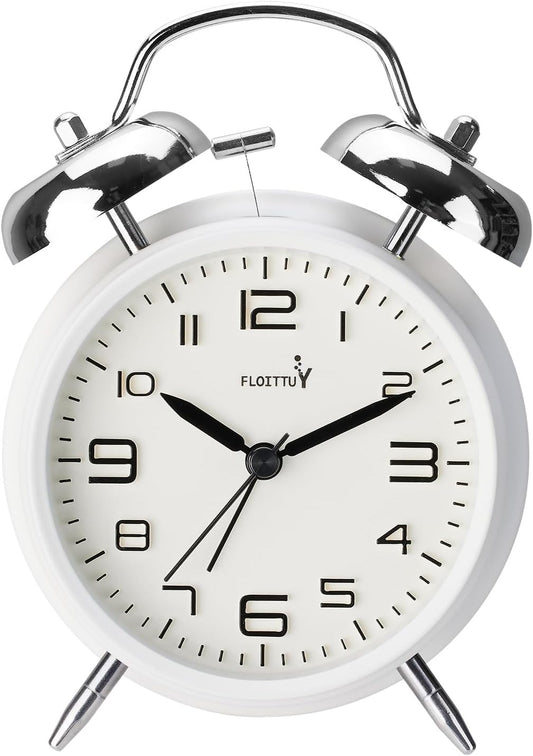 FLOITTUY Loud Alarm for Deep Sleepers 4'' Twin Bell Alarm Clock with Backlight for Bedroom and Home Decoration(Green)