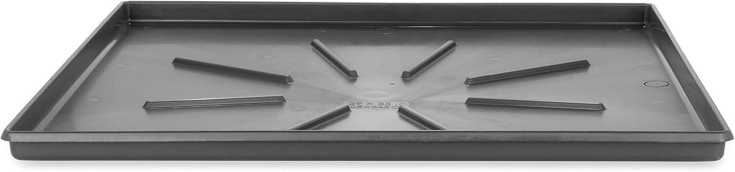 Camco Low Profile Washing Machine Drain Pan with PVC Fitting, 29 inch x 33 inch ID and 31 inch x 35 inch OD - Protects Your Floors from Washing Machine Leaks - Easy to Use - Pewter - 20788