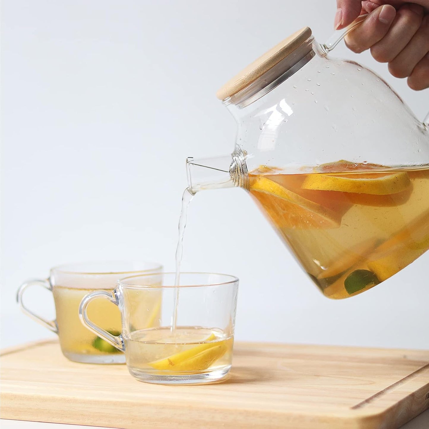 TMOST Glass Teapot with Spout Infuser 1600ml/54oz Glass Kettle Glass Pitcher Teapot for Loose Leaf Tea & Blooming Tea, Stovetop & Microwave Safe