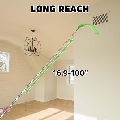 Flat Gap Dust Cleaner with Extendable Pole, Bafezoze Retractable Under Appliance Duster with 2 Washable Microfiber Pads, Slim Flexible Gap Mop for Cleaning Under Bed Sofa Cabinet Refrigerator Gray