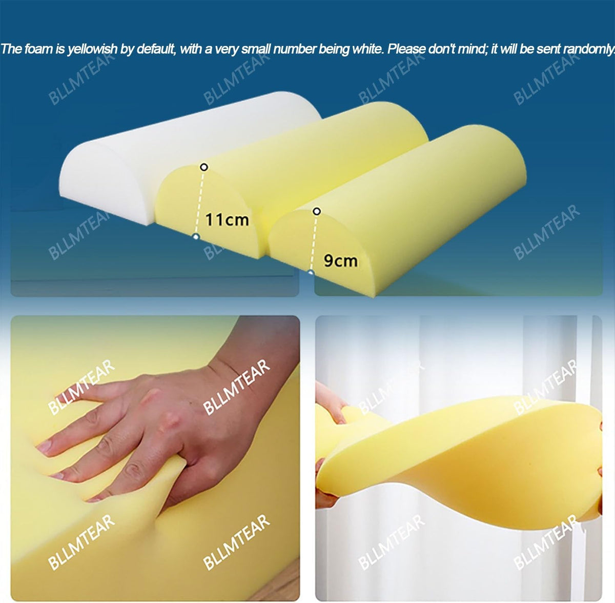 1/2 Pack Half Moon Bolster Pillow for Legs, Knees, Lower Back and Head | Lumbar Support Pillow for Bed, Sleeping | Semi Roll for Ankle and Foot Comfort - Machine Washable Cover(09,M:50x17x9cm)