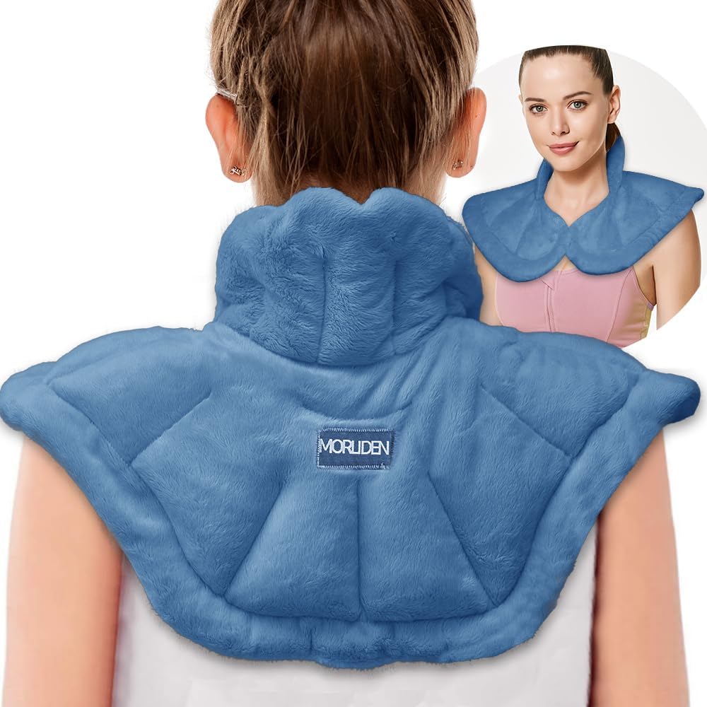 MORLIDEN Microwavable Heated Neck Wrap Warmer and Shoulder Weighted Heating Pad Microwave for Hot and Cold Compress - Purple