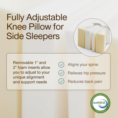 Coop Home Goods Four Position Adjustable Support Pillow, 21 x 8 Half-Moon Shape with Memory Foam Insert, Wedge Pillow for Knee, Leg, Neck, Lumbar and Pressure Points Support