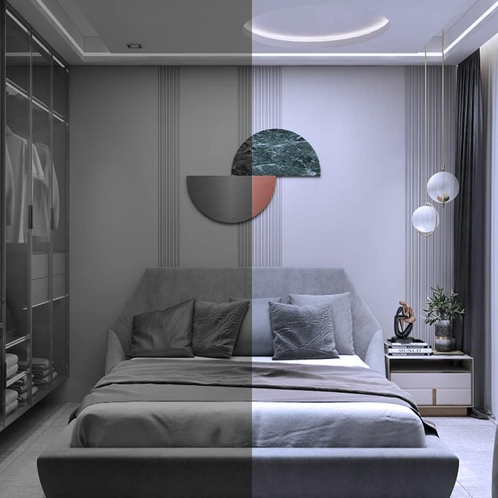 LED Light Strip Motion Sensor, USB Powered, Waterproof Rope Lights 6000K, Day and Night Modes Dimming, Indoor/Outdoor Use, Adhesive Tape 16.4ft