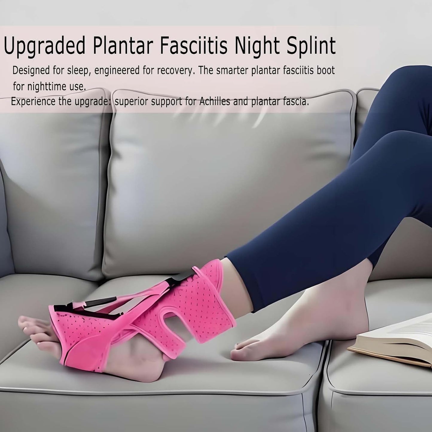 2026 Upgrade Plantar Fasciitis Night Splint for Men Women, Adjustable Achilles Tendonitis Brace Relief Foot Drop Brace for Sleeping, Heel Spur Calf Stretcher Dorsal Support Boot