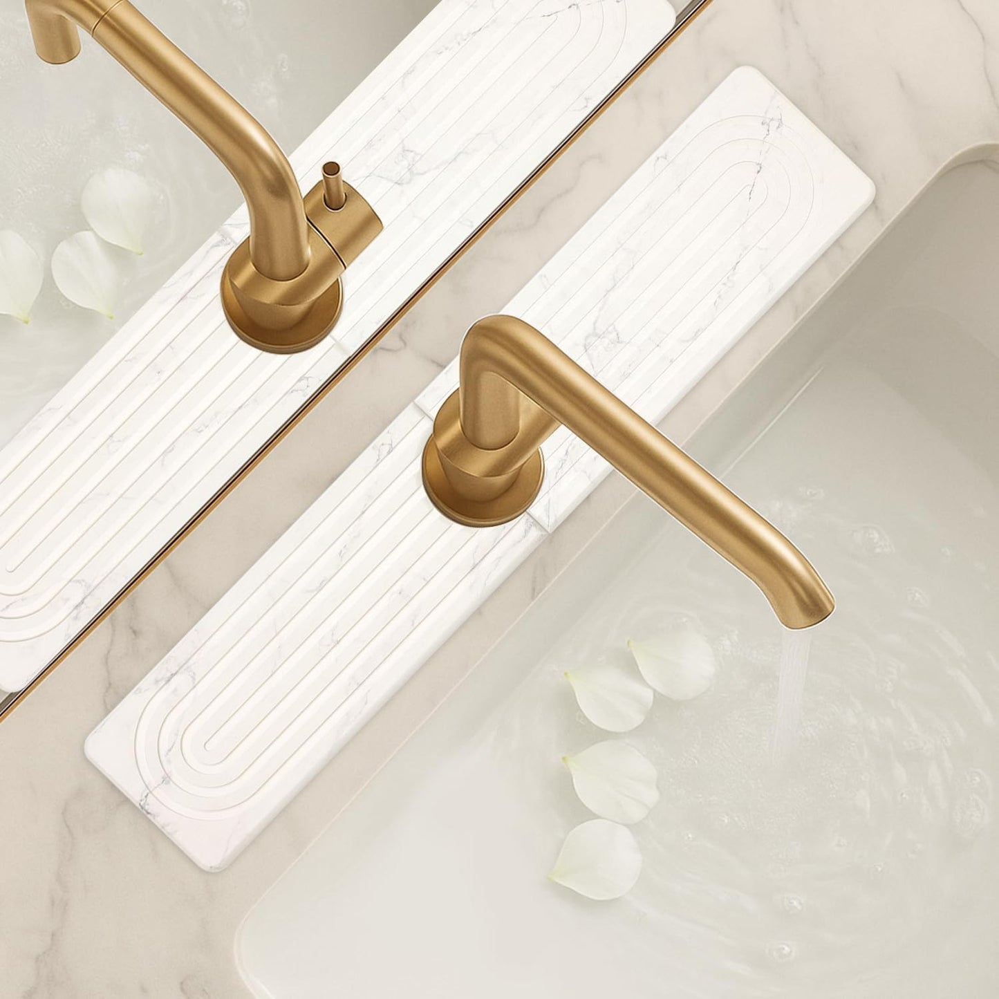 Fast Dry Stone Faucet Mat for Bathroom Sink Kitchen Counter Marble Trays | Small Diatomite Sink Splash Guard White Absorbent Tray Counter Quick Drying Stone Kitchen Diatomaceous Earth Around Faucet