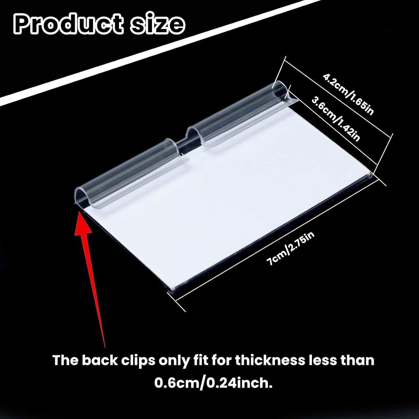 80 Pcs Clear Plastic Bin Labels Clips with 100 Pcs Label Papers Included, Basket Bin Labels Clip On, Wire Shelf Price Tags, Merchandise Sign Display Holder (2.75 × 1.65 Inch)