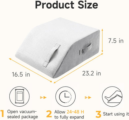 Wedge Pillow for Legs Elevation, 23.2x16.5x7.5in, White