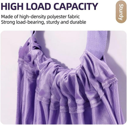 Door Aerial Hammock Swing - No Drilling Over Door Yoga Stretch Straps for Stretching, Inversion Pilates Kit, Anti-Gravity Home Workout - Pink/Purple