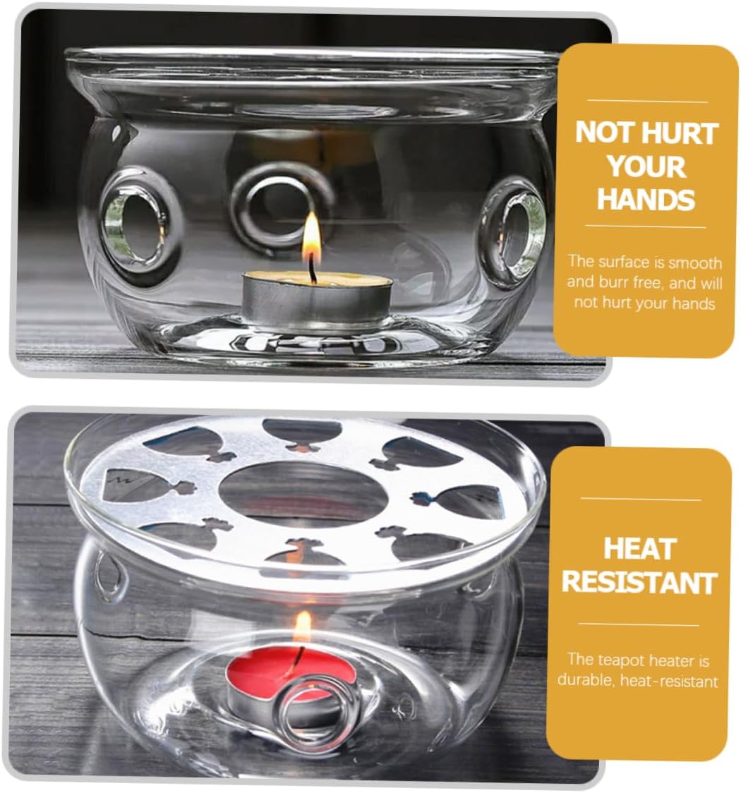 SMASOLO Teapot Warmer Glass Heating Stand Candle Holder for Tea Ceremony Decorative Base Lightweight Portable Tea Rack for Home Use Present for Friends Family