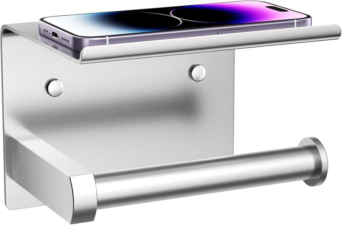 Toilet Paper Holder with Shelf Wall Mounted Toilet Paper Roll Dispenser | Heavy Duty Stainless Steel Brushed Nickel