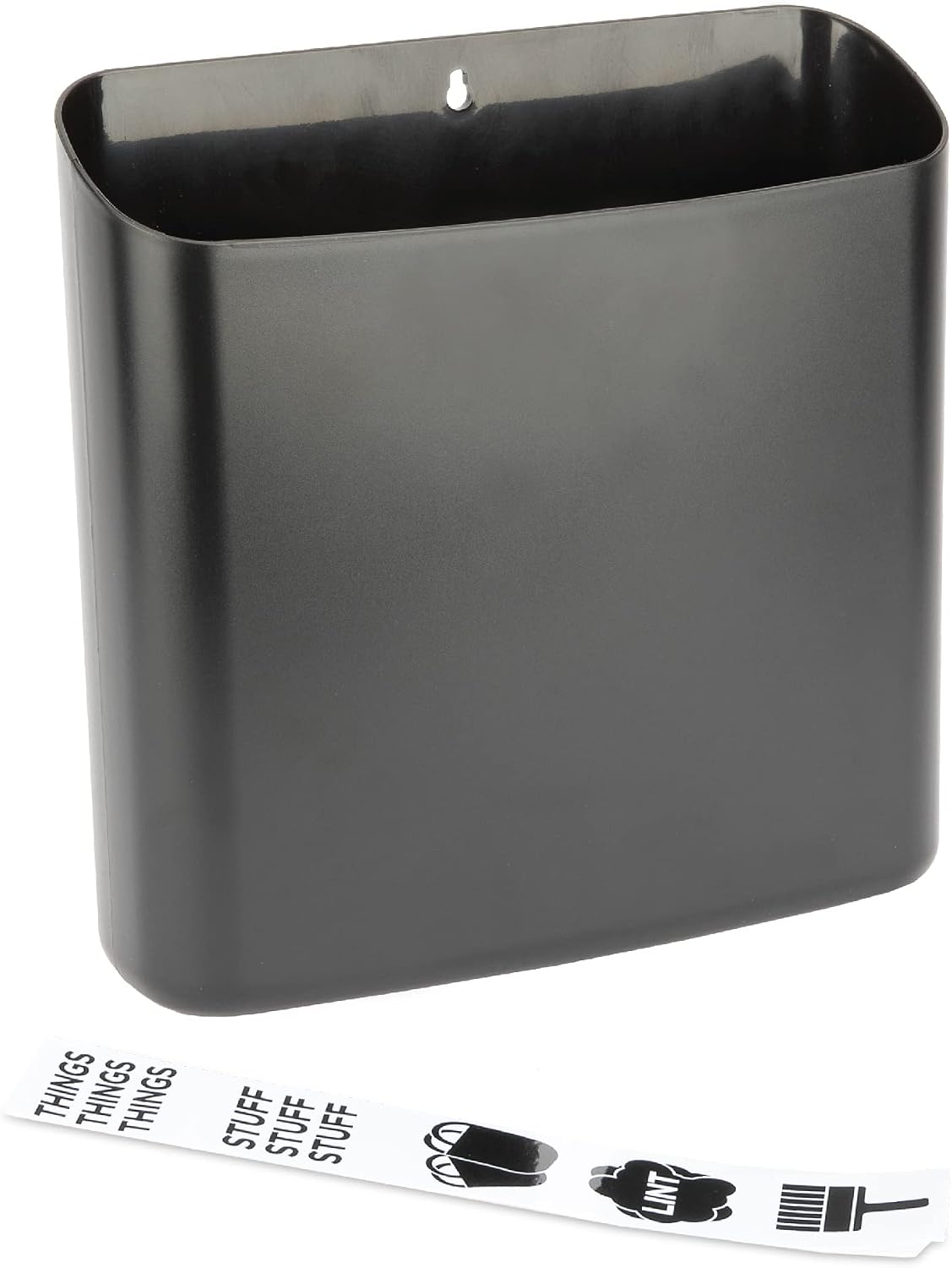 JS Jackson Supplies Small White Lint Bin with Magnetic Back, Slim Profile Trash Bin for Laundry Room and Kitchen, Wall Mountable