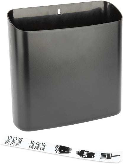 JS Jackson Supplies Small White Lint Bin with Magnetic Back, Slim Profile Trash Bin for Laundry Room and Kitchen, Wall Mountable