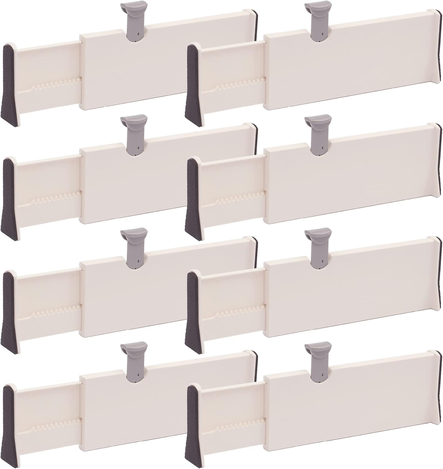 TENABORT Set of 8 Adjustable Drawer Dividers Organizer Separators Plastic Dresser Organizer for Bedroom, Bathroom, Closet, Office Desk, Kitchen Storage