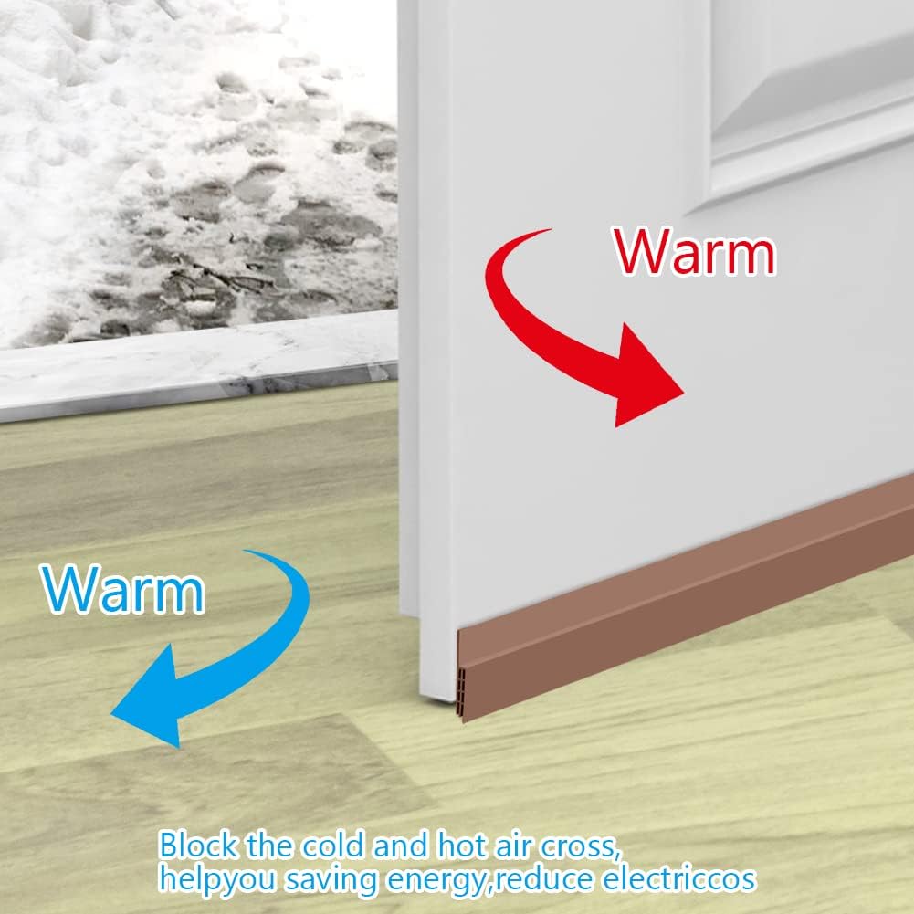 Ainiv Door Draft Stopper Under Door Seal, 2" W x 39" Cutable Soundproof Door Seal, Adhesive Under Door Sweep Weather Stripping Soundproof Kit, Under Door Draft Stopper Seals Anti-Collision-Black