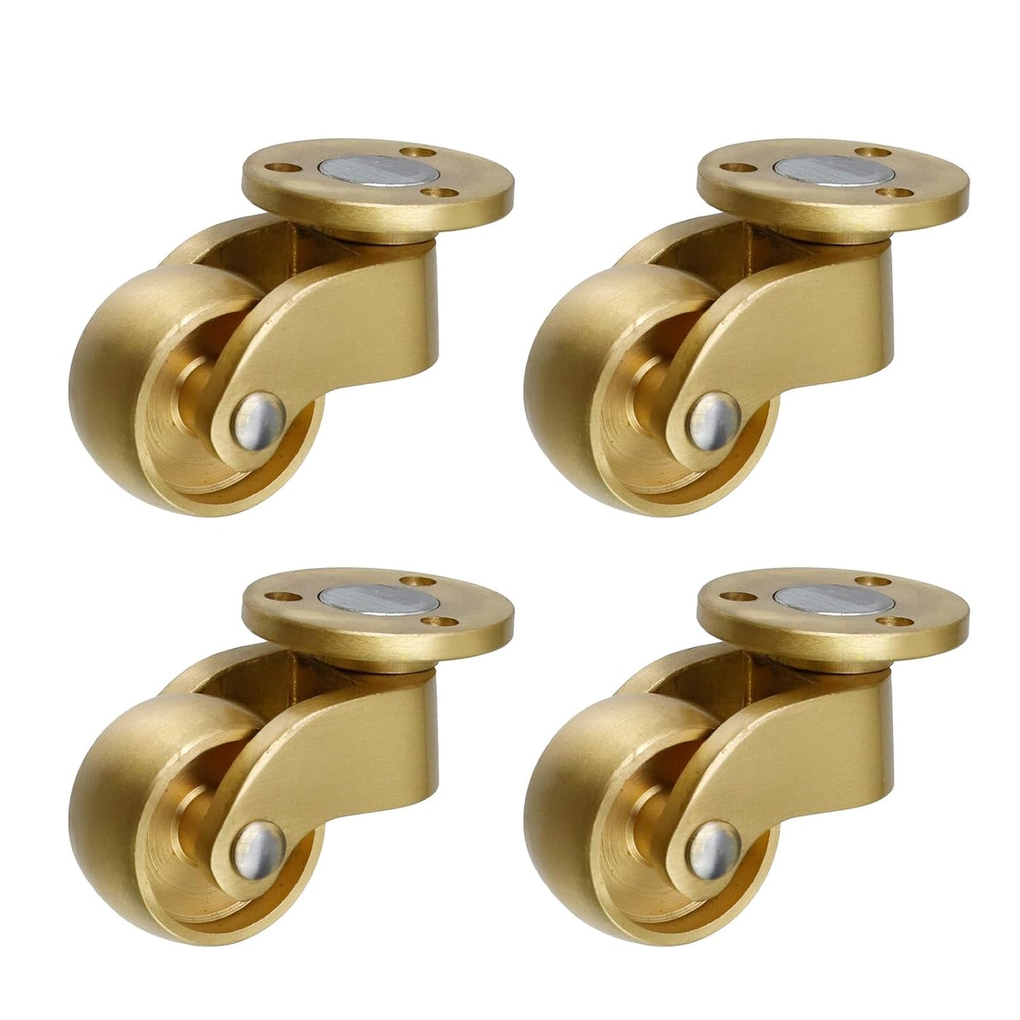 Semetall 4PCS Swivel Caster Wheels Square Cup Furniture Castors (Bronze) | 150kg Load Capacity, with Screws for Piano Feet, Sofa, Table, 1.02 Inch (26mm) Wheels