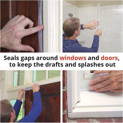 Draft Seal Insulation Tape Transparent Silicone Weather Stripping Seal Strip and Under Door Draft Stopper for Windows and Door Bottoms As Seen On TV(1 Roll - 16 Feet)