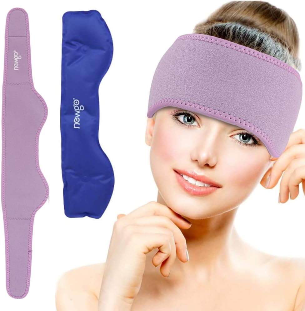 NEWGO Headache Ice Pack Head Wrap for Migraines, FSA Eligible | Reusable Head Ice Wrap, Removable Machine Washable, Soothes Tension Headaches, Sinus Pain, Chemo Discomfort, and Hot Flash