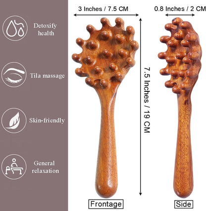 OULIGET Wooden Trigger Point Massage Tool,Spider Shape 5 Legs Massager,Scalp Massager Scraping Tool for Back,Neck,Shoulder and More