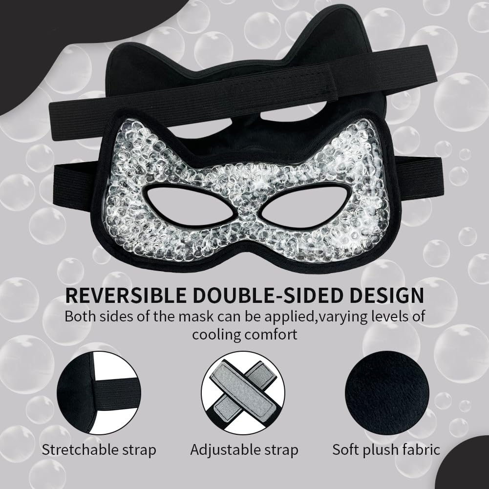Cooling & Heating Eye Mask - Hot/Cold Use for Puffy Eyes, Headaches, Migraines, Sinus & Dark Circles (2 Packs Blue)