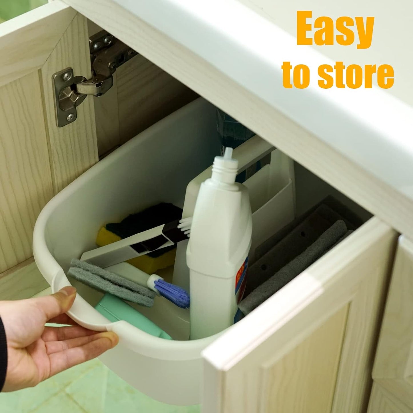 2-Pack Large Gray Cleaning Caddy for Cleaning Supplies with Handle - Portable Plastic Tote Organizer for Shower, Bathroom, Kitchen, Under Sink Storage