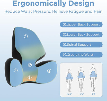 BEBAS Lumbar Support Pillow for Car, Memory Foam Back Cushion for Driving