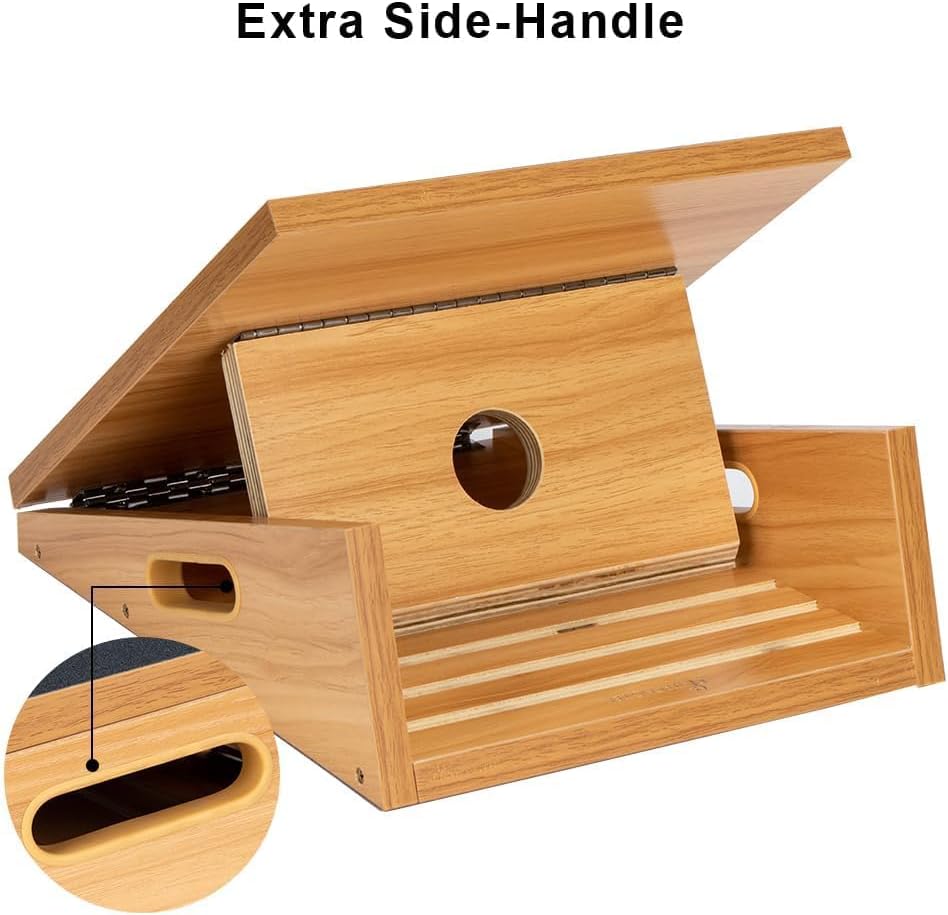 StrongTek Wooden Slant Board, Adjustable Incline, Side Handles, Non-Slip | Standard and XL Sizes, Full or Partial Non-Slip Surfaces, Side Carry Handle, Calf and Ankle Stretching, Squats and Rehab