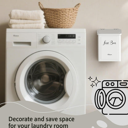 Sealegend Magnetic Metal Lint Bin with Lid, Trash Can with Brush, White | Collect Dryer Lint Easily, Space-Saving Laundry Room Organization & Storage