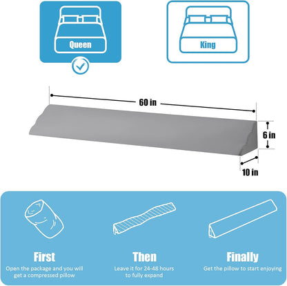 MEGCXIT King Bed Wedge Pillow for Headboard, 76"×10"×6", White | Bed Gap Filler, Triangle Pillow Wedge for Headboard Gap, Bolster Pillows for Beds, Anti-Slip Mattress Wedge Gap Filler