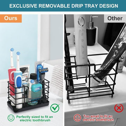Toothbrush Holders for Bathroom,Black,Stainless Steel,Detachable,Tray,3 Slot