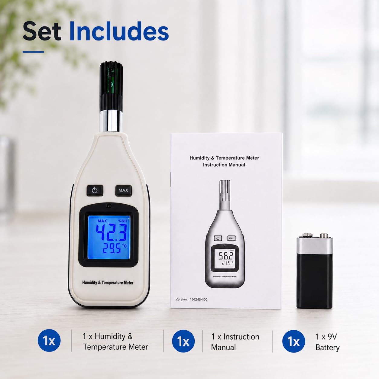 Handheld Digital Humidity & Temperature Meter 0~100% RH/ -30~70°C (-22~158°F) LCD Display Backlight Moisture Thermo Hygrometer Thermometer Small Tester Gauge for Home Kitchen Indoor Outdoor