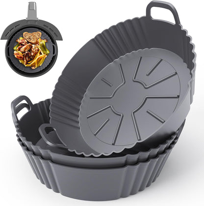 Silicone Air Fryer Liners 2 Pack, Reusable Liners Compatible for Ninja Foodi DZ201, DZ401, DZ550, COSORI, Chefman, Instant Air Fryer, and 6-in-1 8-10QT Air Fryer Baskets