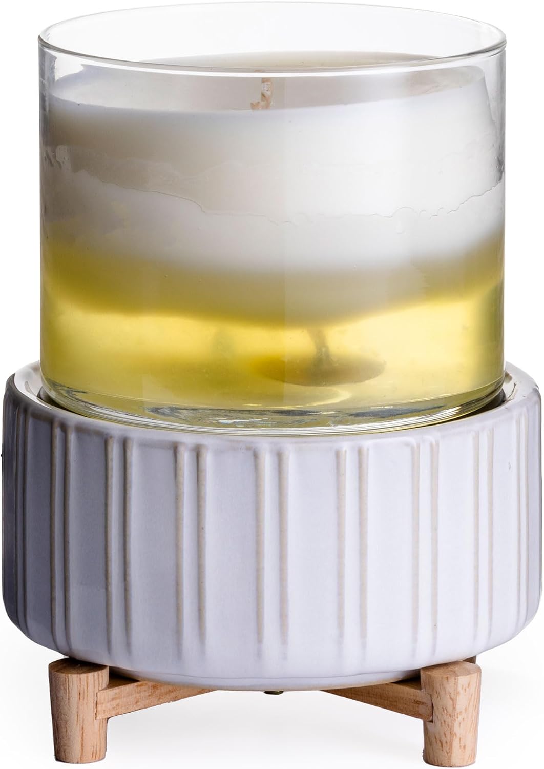 Candle Warmers ETC 2-in-1 Candle and Fragrance Warmer for Warming Scented Candles or Wax Melts and Tarts with to Freshen Room, Pewter Walnut