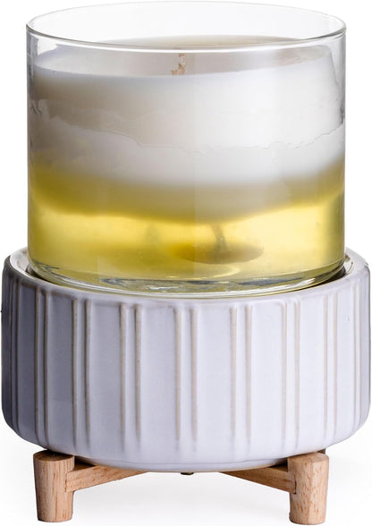 Candle Warmers ETC 2-in-1 Candle and Fragrance Warmer for Warming Scented Candles or Wax Melts and Tarts with to Freshen Room, Pewter Walnut