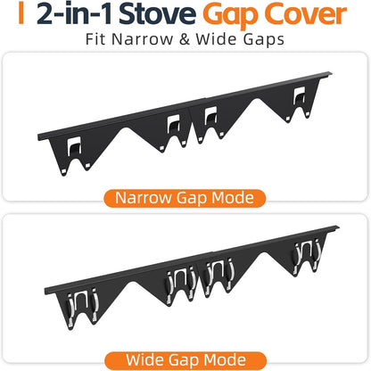 Stove Gap Covers with Spring Clip,2 PCS Stainless Steel Oven Gap Filler | Adjustable Length 13.8"-27.5",Heat Resistant, Easy to Clean