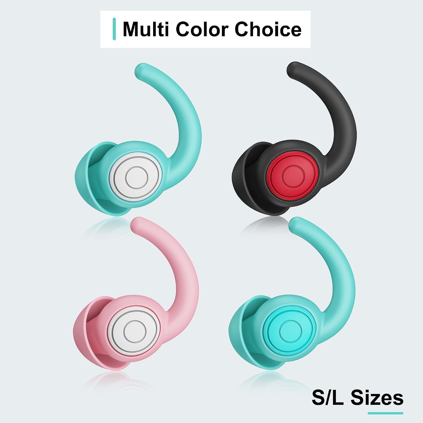 WUTAN Ear Plugs for Sleeping, 33dB Noise Cancelling Silicone Reusable | Jellyfish Bionic Design, Side Sleeper Friendly, 2 Pairs, S/L, Washable, Waterproof for Swimming, Travel Essential, Latex-Free