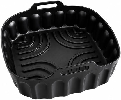 HBH Enterprises Silicone Air Fryer Liner for 5–6 QT Air Fryers, Reusable Food Grade Silicone Basket, Non-Stick, Dishwasher Safe, Heat Resistant to 450°F, Air Fryer Accessory, Black