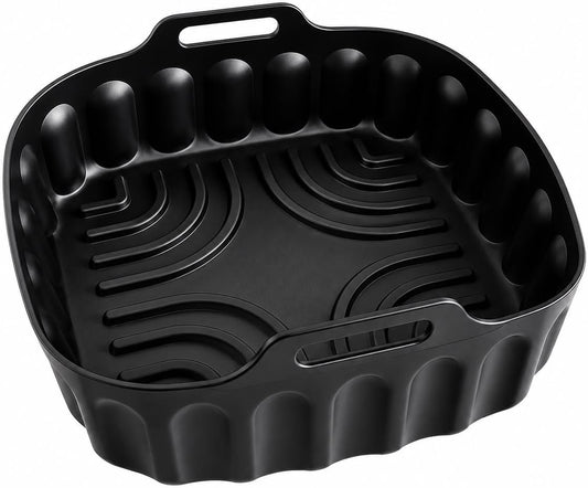 HBH Enterprises Silicone Air Fryer Liner for 5–6 QT Air Fryers, Reusable Food Grade Silicone Basket, Non-Stick, Dishwasher Safe, Heat Resistant to 450°F, Air Fryer Accessory, Black