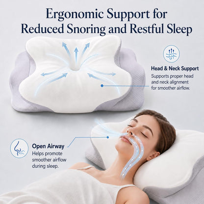 Pain Relief Cervical Neck Pillow for Sleeping, Ergonomic Pillow Cozy Sleeping, Odorless Memory Foam Pillow for Side Back Stomach Sleepers